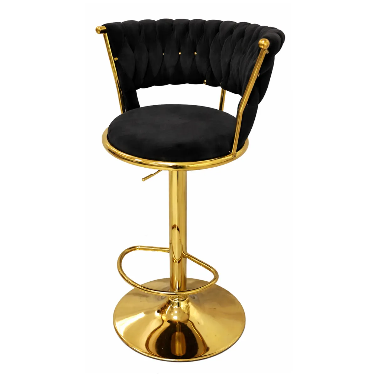 MOBOI - Pack 2 Taburetes Queen Velvet Elegante Terciopelo Ajustable Negro