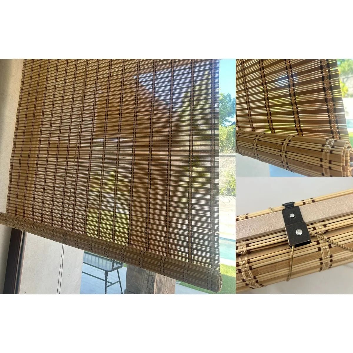 GENERICO - CORTINA ROLLER ENROLLABLE 100% DE BAMBU 120 x 180 cm