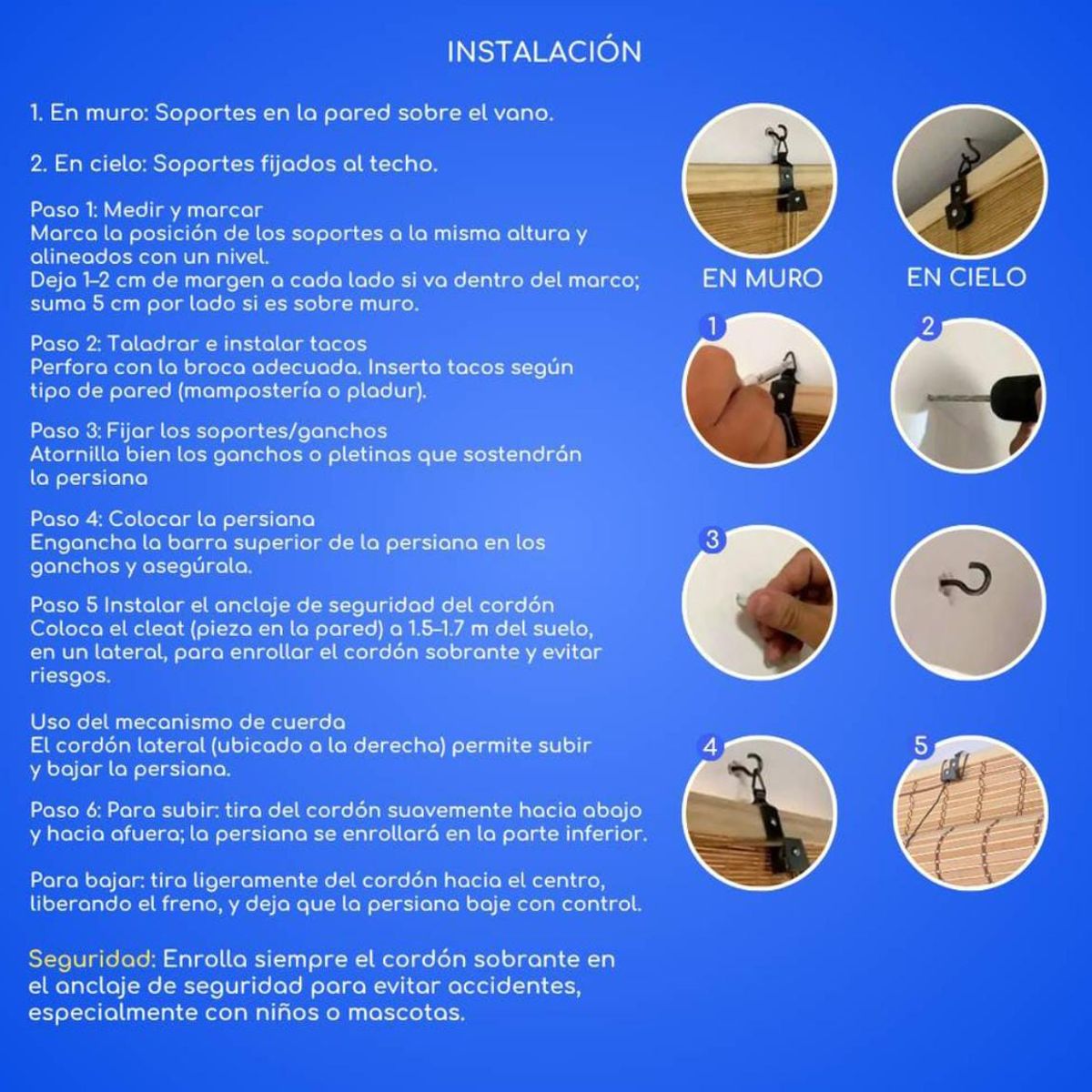 GENERICO - CORTINA ROLLER ENROLLABLE 100% DE BAMBU 120 x 180 cm