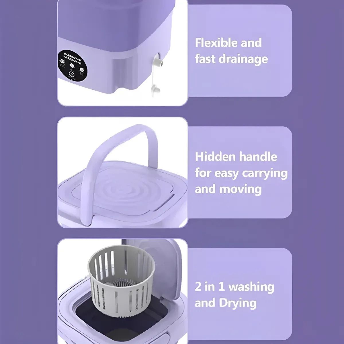 GENERICO - Mini Lavadora Automática Portátil Plegable Para Ropa Pequeña