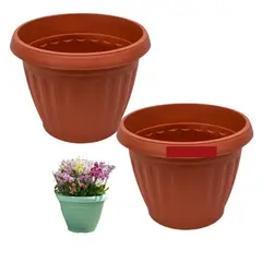 GENERICO - Pack 2 Maceteros Plástico Redondo Terracota 15 cm