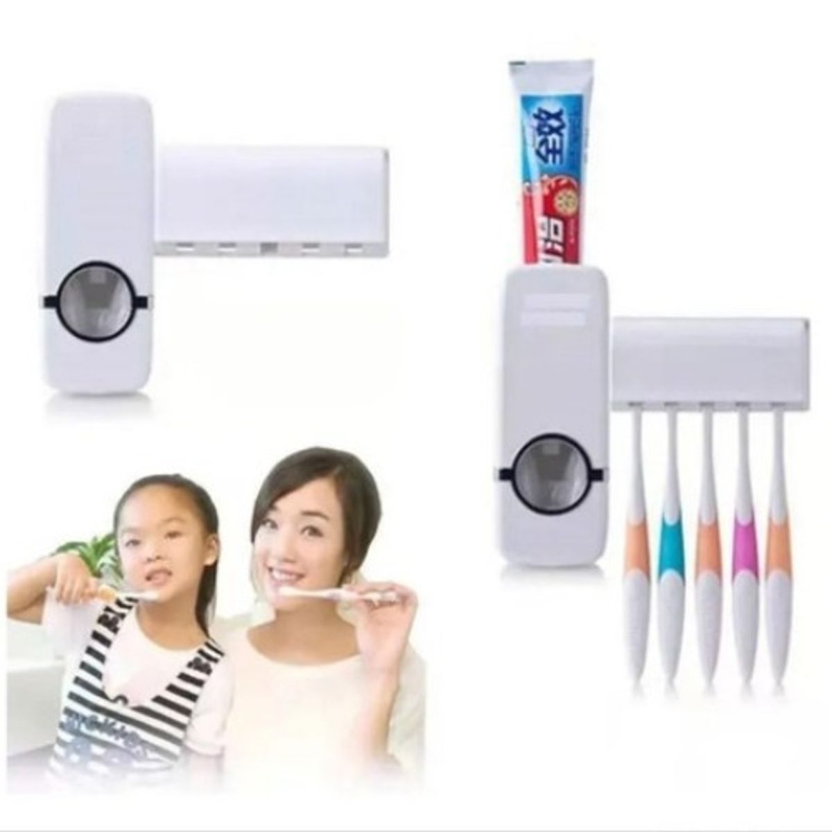 GENERICO - Pack 10 Dispensador Automático Pasta Dientes Porta Cepillo Blanco