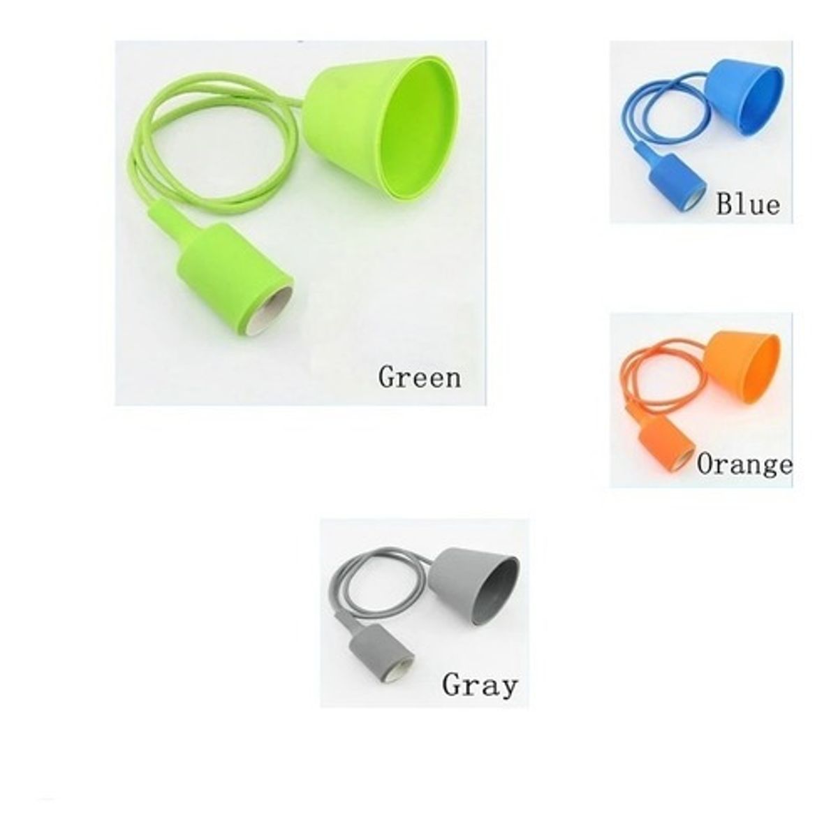 GENERICO - Lampara Soquete  Luz Colgante+cable E27 Silicona Colores Azar-025001