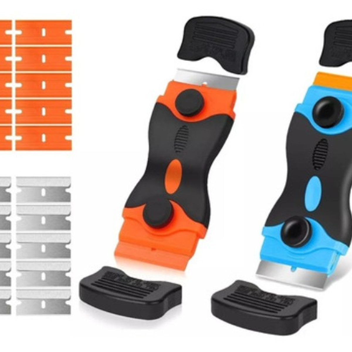 GENERICO - Raspador Vidrio + 20 Repuestos, Rasqueta Para Vitrocerámica  Naranja Y Azul - 262440