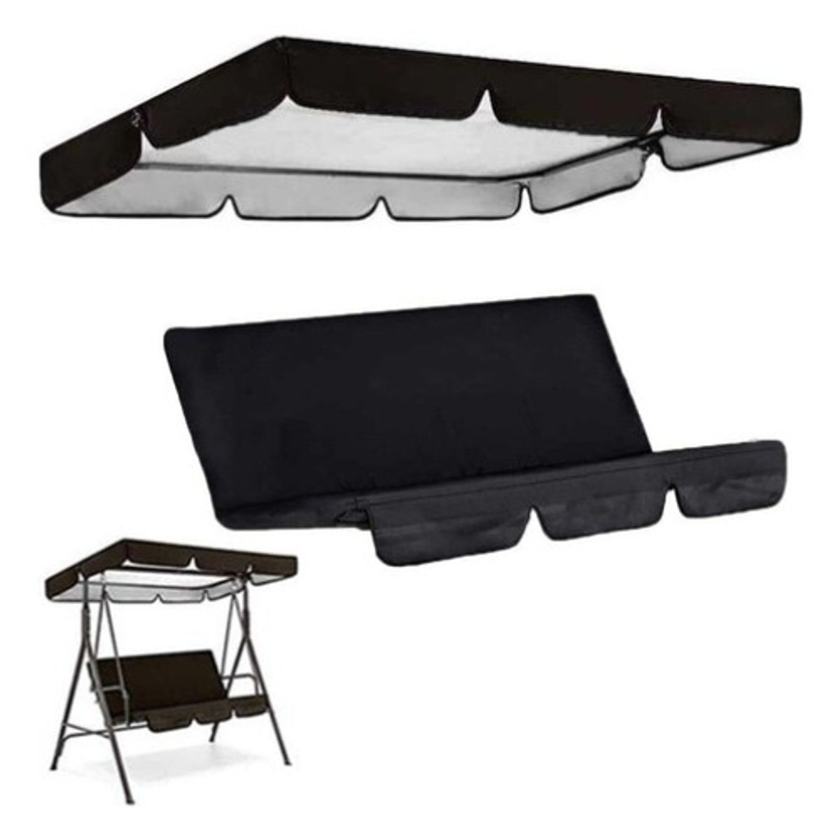 GENERICO - Funda Cobertor Cubre Sillon Columpio Protector 164x114cm Negro - 215218
