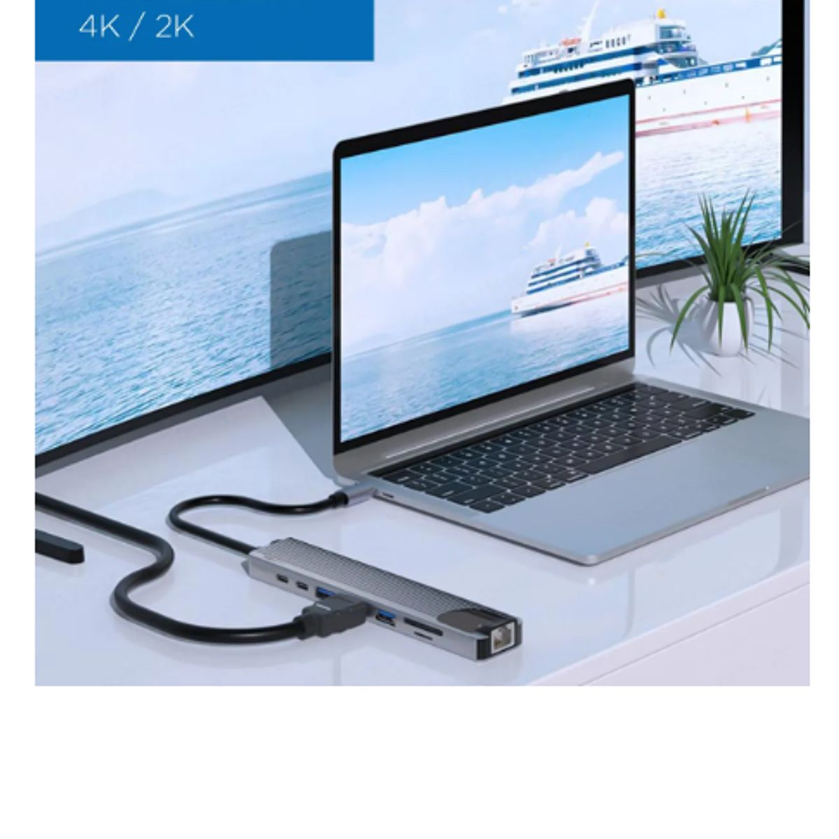 GENERICO - Hub Adaptador Usb Tipo C 8 En 1 Macbook Windows