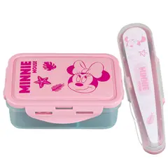 DISNEY - Hermético Minnie 700ml Divisiones + Cubiertos Minnie - PS