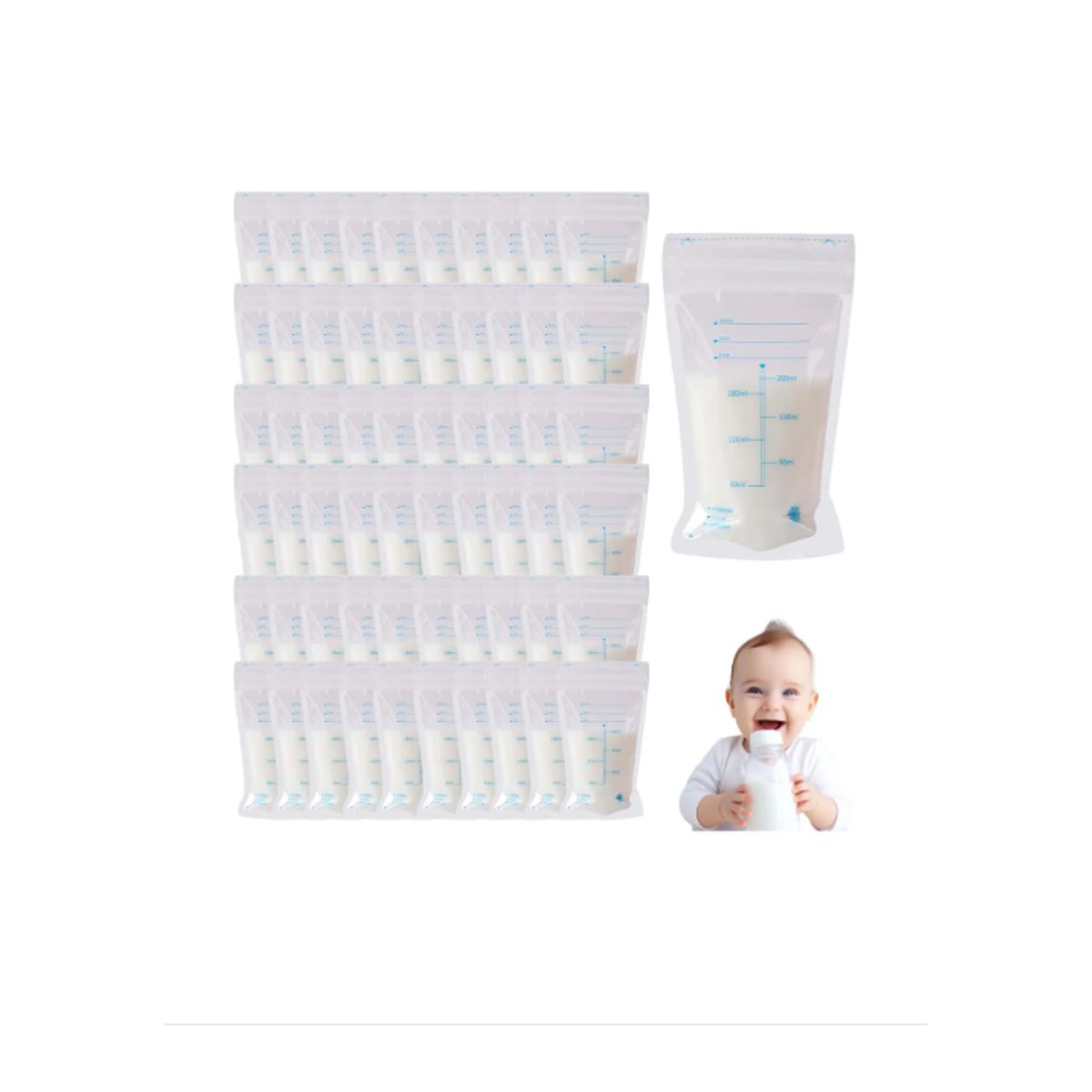 GENERICO - Pack 200 Bolsas Para Almacenar Lmacenar Leche Materna 200 Ml