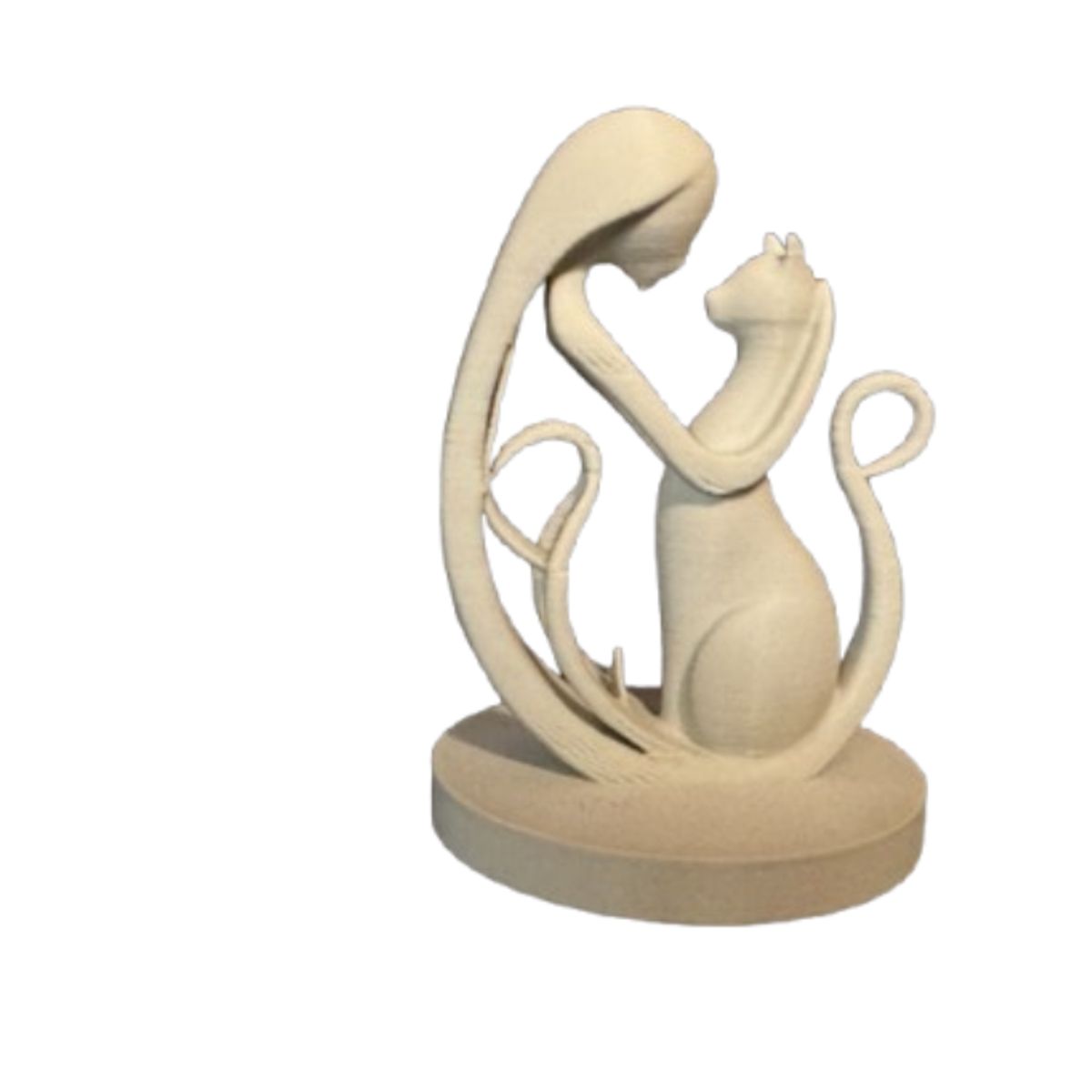 GENERICO - Escultura Minimalista- Mujer y Gato