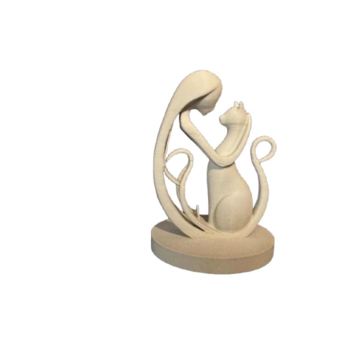 GENERICO - Escultura Minimalista- Mujer y Gato