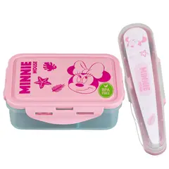 DISNEY - Hermético Infantil Diseño Minnie con Cubiertos - SC