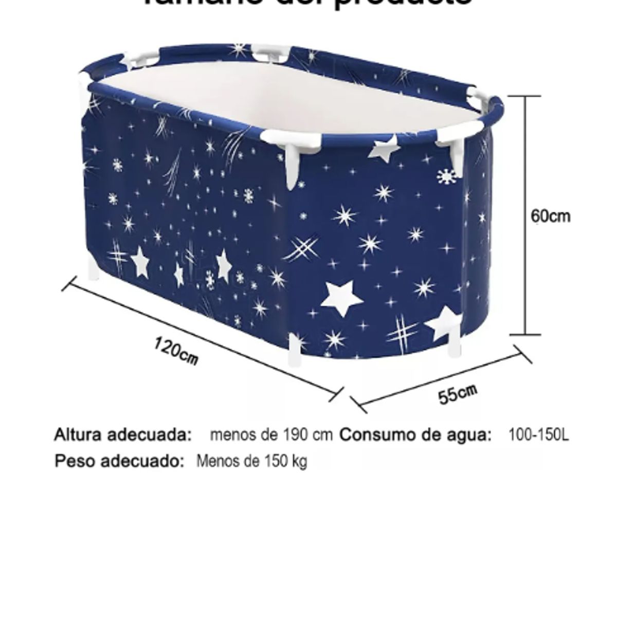 GENERICO - Bañera Plegable Portátil Adultos Y Niños, Balde Spa 120×60cm