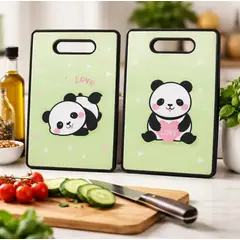 GENERICO - Tabla de cortar cocina diseño panda kawaii 37x23cm