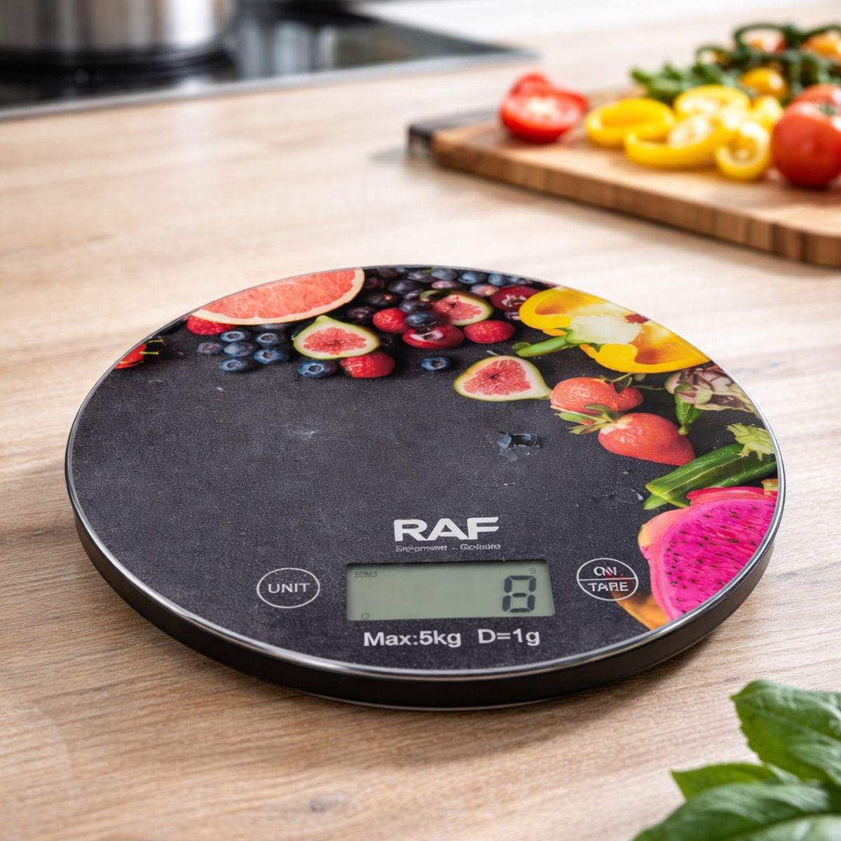 RAF - Balanza Digital Cocina 5kg Precisión 1g Electrónica Vidrio