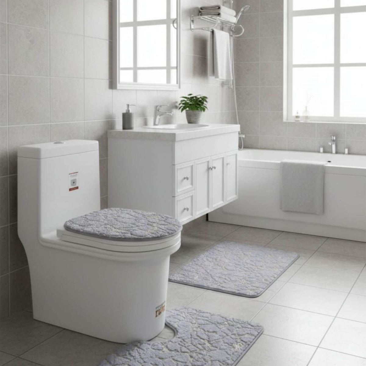 GENERICO - SET DE BAÑO DE MARMOL ATERCIOPELADOS 3 PIEZAS