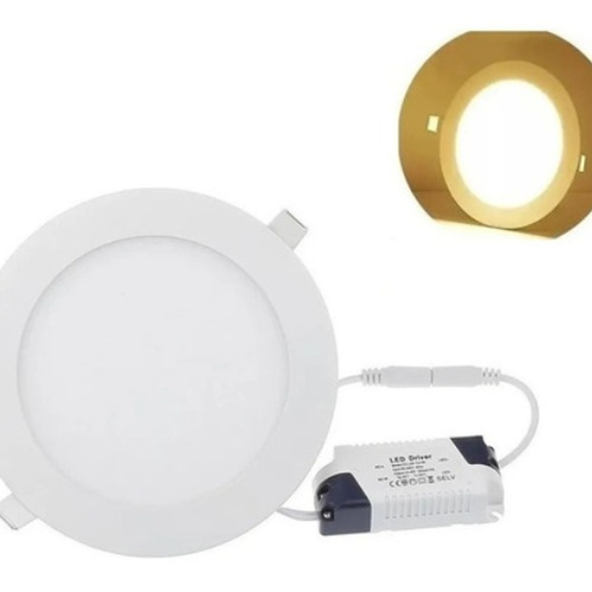 GENERICO - Foco Panel Plafón Led 12w Embutido Redondo Luz Calida Blanco - 003126 B 01902