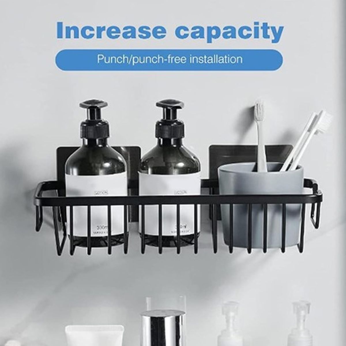GENERICO - Set X2 Organizador De Ducha Repisa Baño Adhesivo Inoxidable Negro