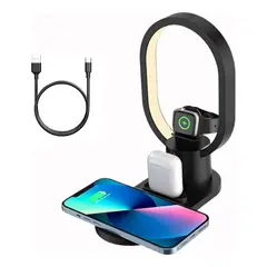 GENERICO - Lámpara Escritorio Carga Inalámbrico Estacion 4 En 1 Soporte