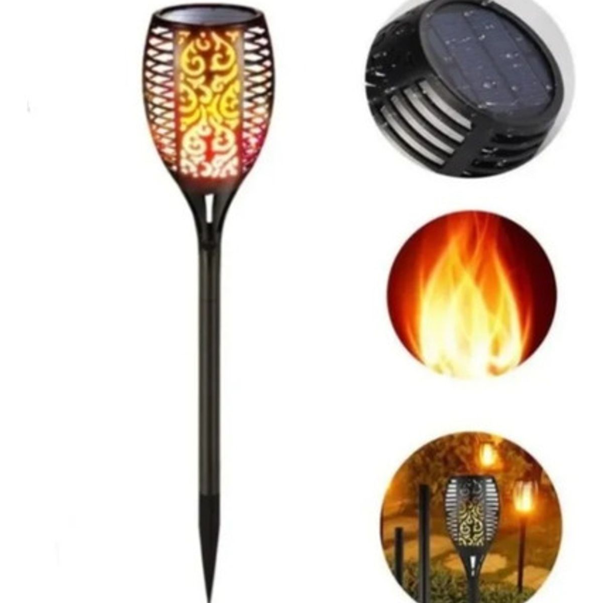 GENERICO - Antorchas Faroles Solar Led Para Adornar Jardines Césped Negro