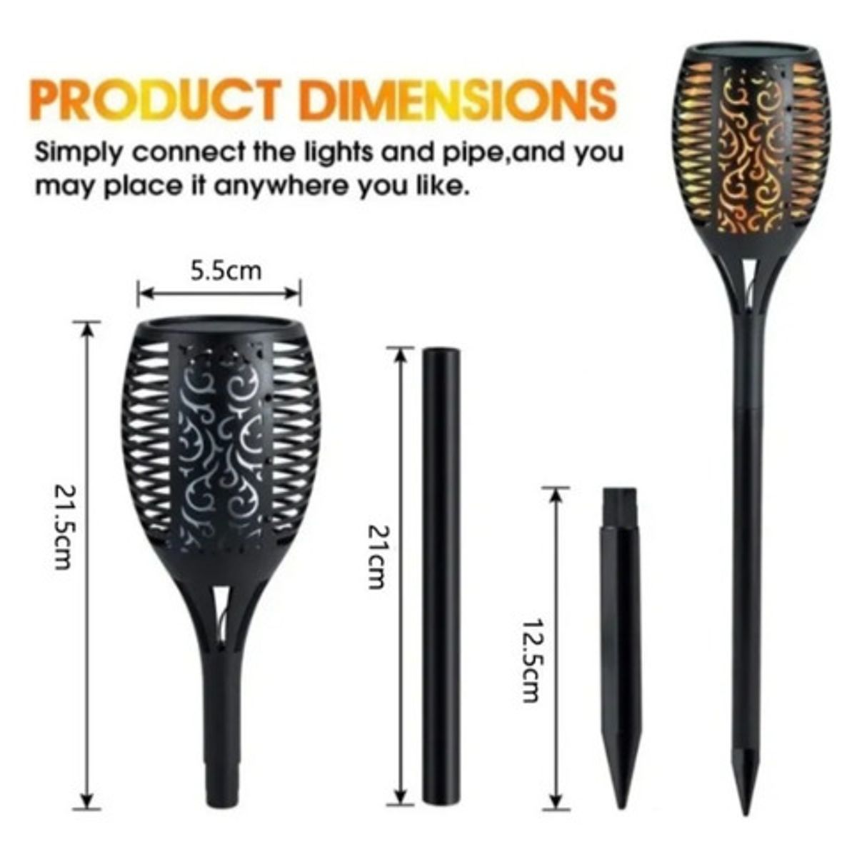 GENERICO - Antorchas Faroles Solar Led Para Adornar Jardines Césped Negro