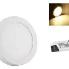 GENERICO - X3 Foco Panel Plafón Led 24w Sobrepuesto Redondo Luz Cálida Calida-231033-003136 B12 B14