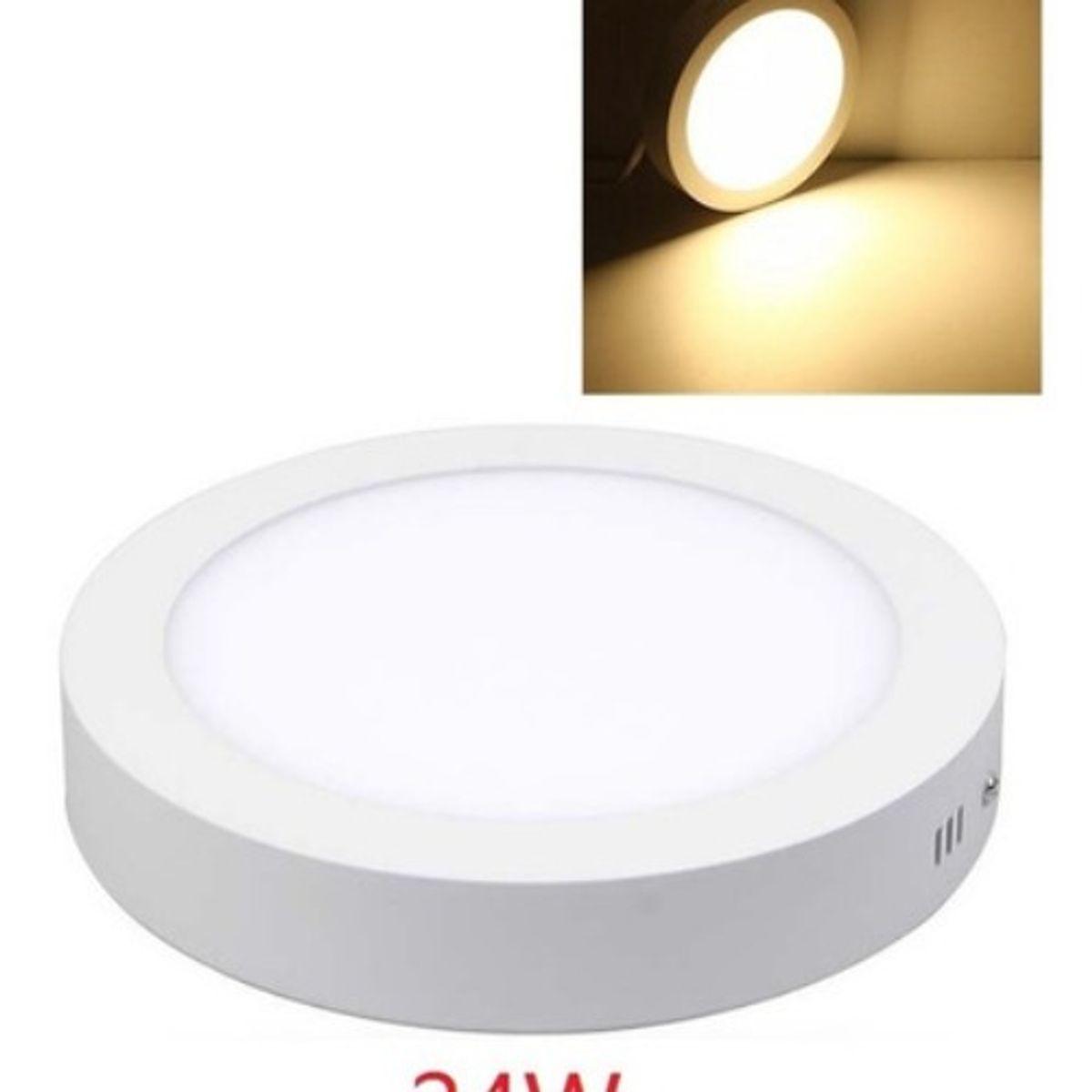 GENERICO - X3 Foco Panel Plafón Led 24w Sobrepuesto Redondo Luz Cálida Calida-231033-003136 B12 B14