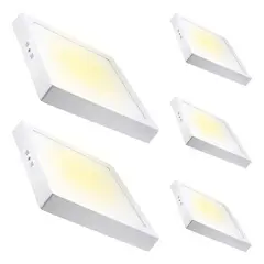 GENERICO - X5 Foco Panel Plafón Led 24w Sobrepuesto Cuadrado Luz Cálida Luz Cálida 003131
