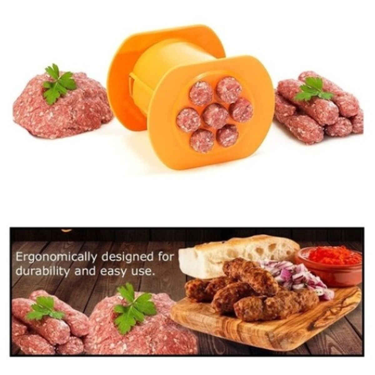 GENERICO - Prensa Carne Hamburguesas Embutido Bbq Asado Cocina Parrilla Naranja - 262146 C710