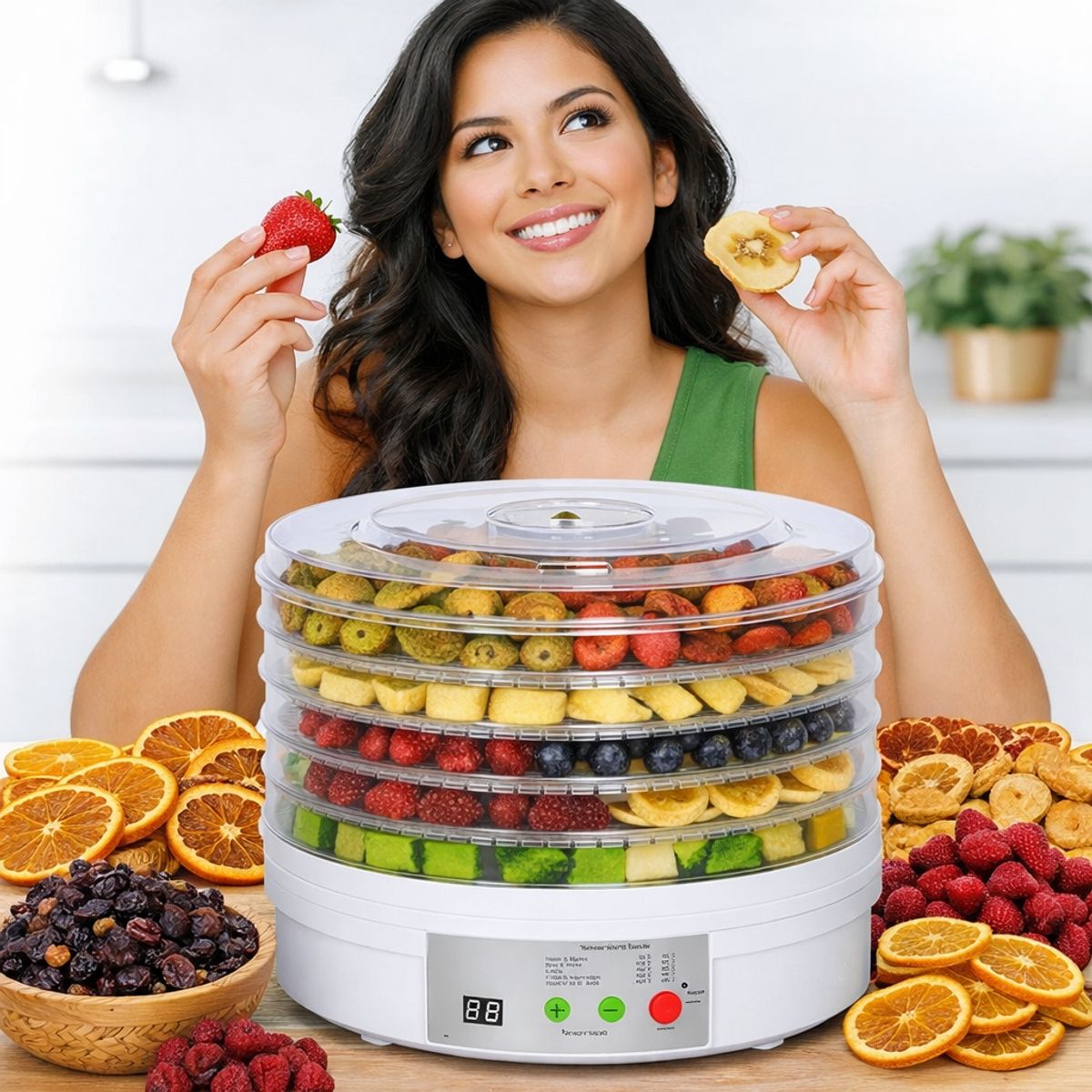 GENERICO - DESHIDRATADOR DE ALIMENTOS ELÉCTRICO  MÚLTIPLES NIVELES CON TEMPERATURA AJUSTABLE