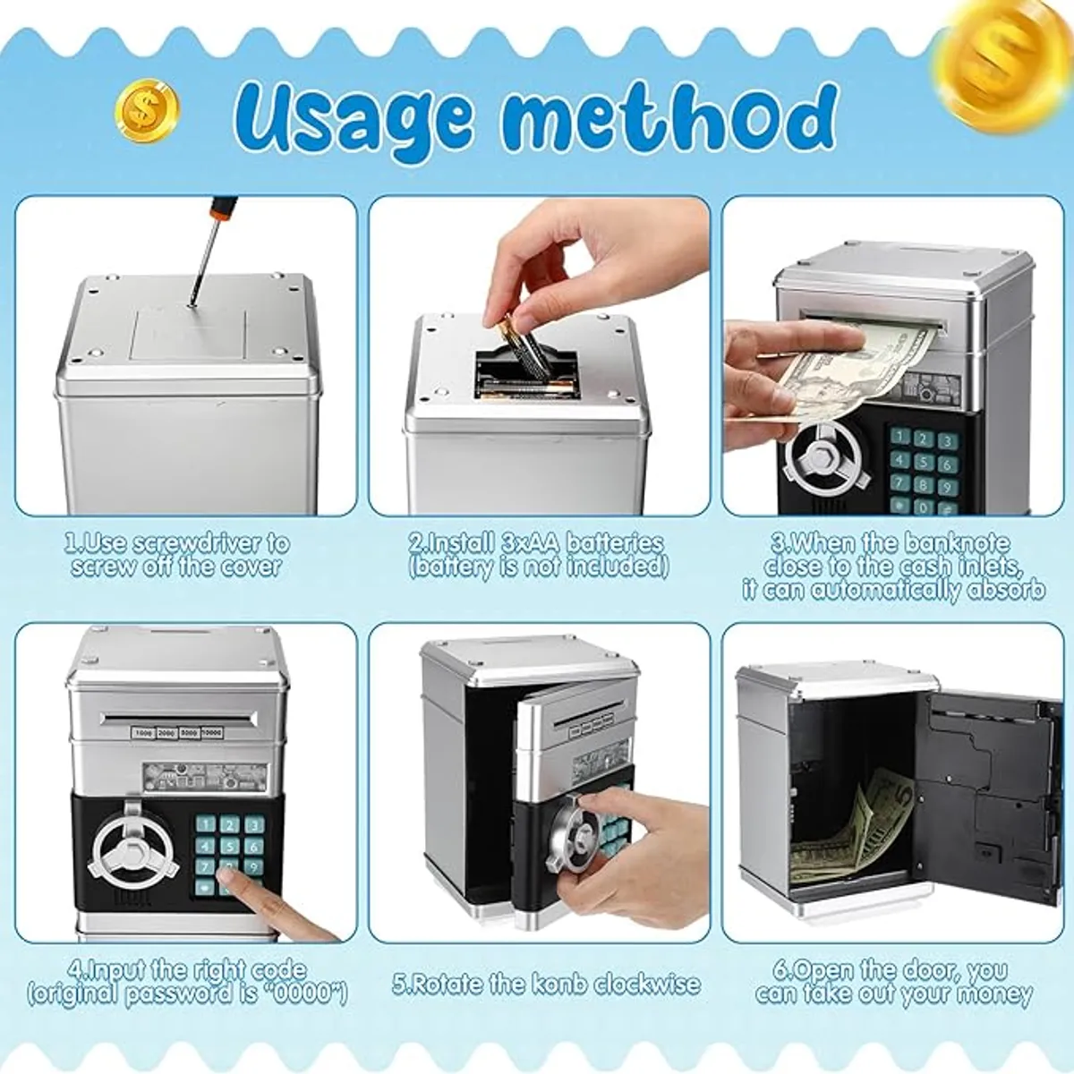 GENERICO - MINI ALCANCIA ELECTRONICA CAJERO AUTOMATICO PORTATIL