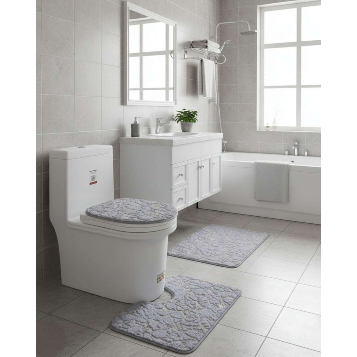 GENERICO - SET DE BAÑO DE MARMOL ATERCIOPELADOS 3 PIEZAS