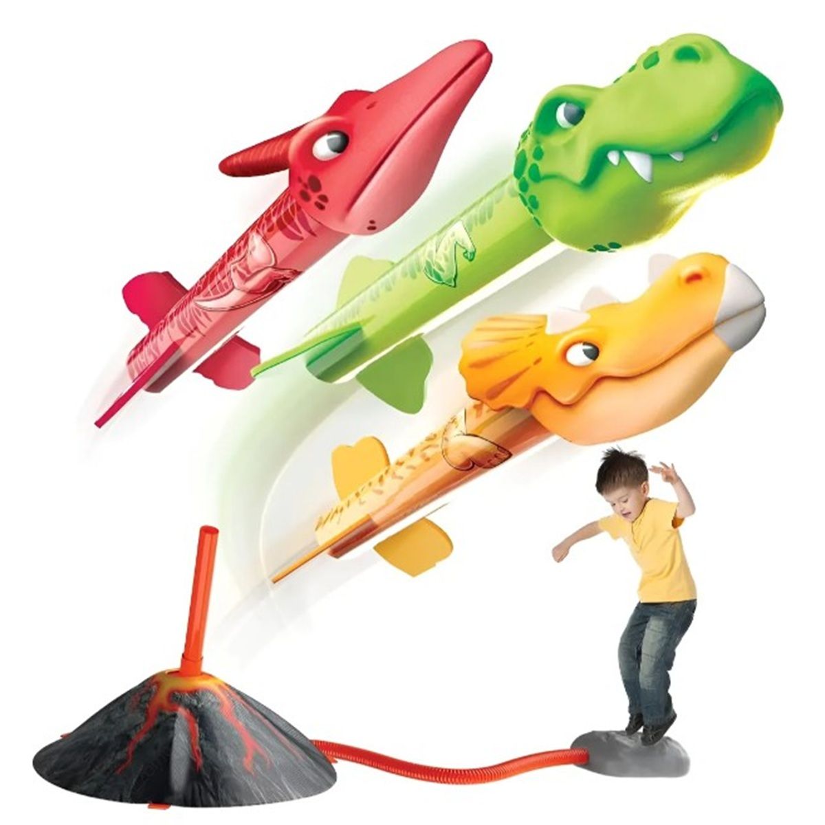 HOSHI - Juego Lanzacohetes Dinosaurios Para Niños Cohetes Voladores Naranja