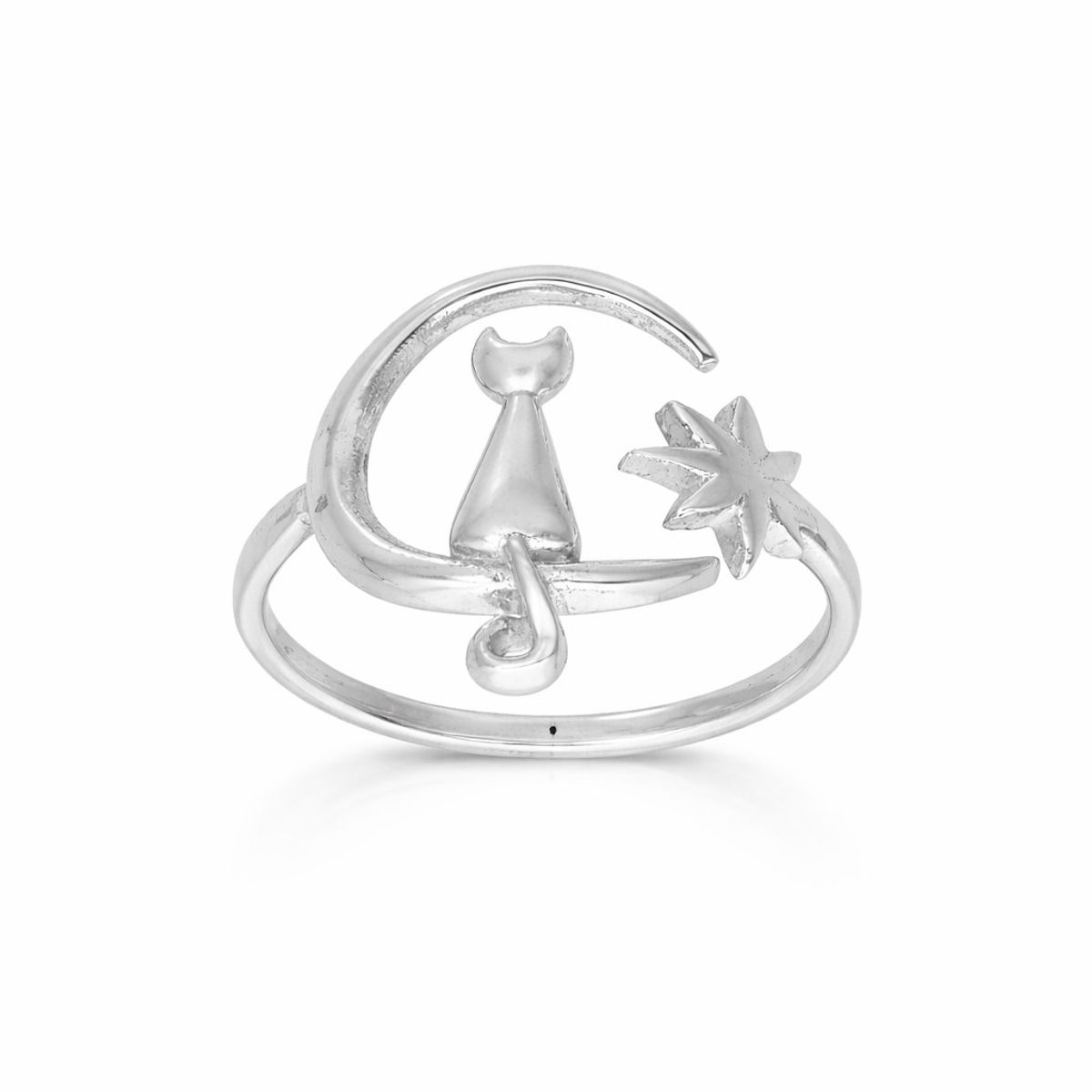 LK LUKSO - Anillo Gatito en la Luna Ajustable Plata Ley 925