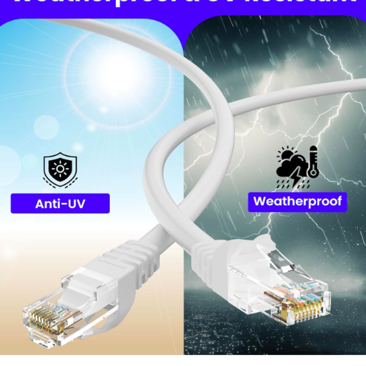GENERICO - Cable de Red Cat5 Ethernet Lan RJ45 10 Metros UTP Interior/Exterior Blanco
