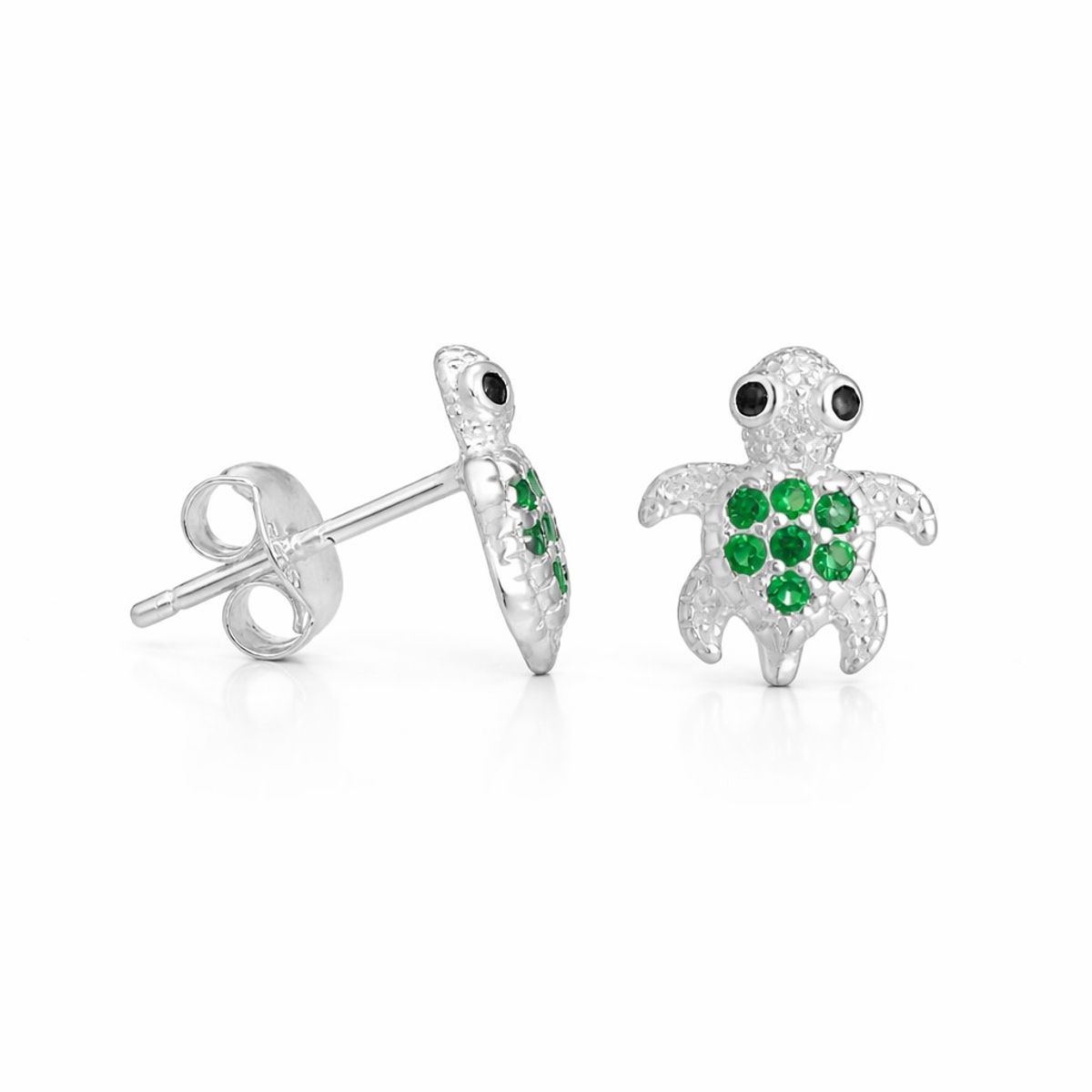 LK LUKSO - Aros Pegado Tortuga Tierna Microcircón Plata Ley 925