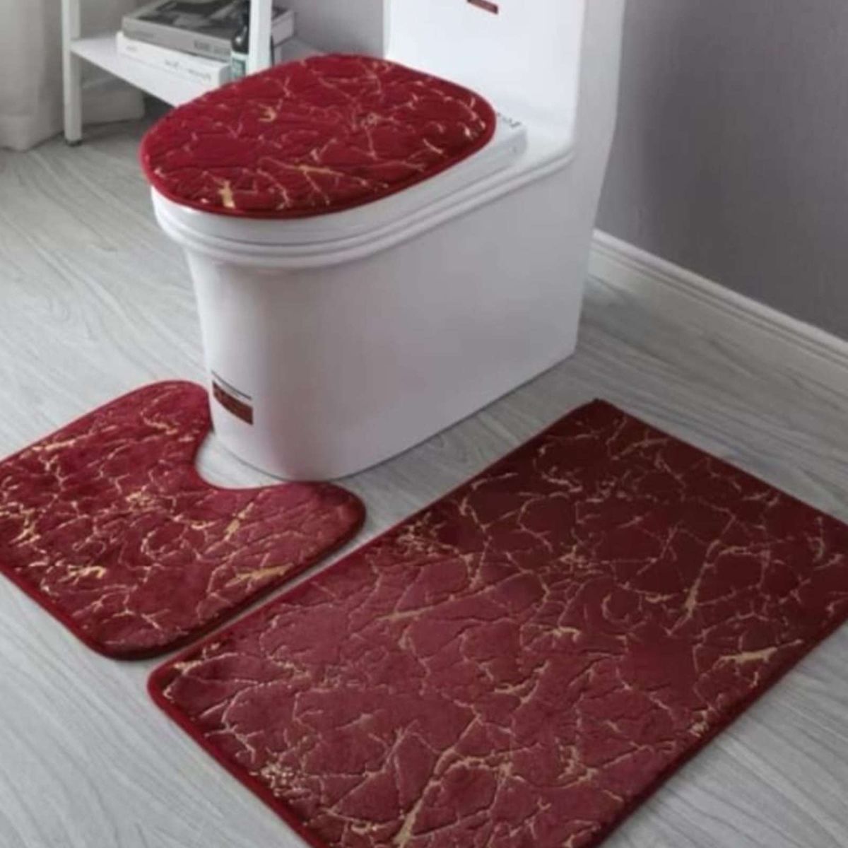 GENERICO - Juego de alfombras de baño 3 Piezas Marmol suave