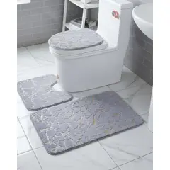 GENERICO - Juego de alfombras de baño 3 Piezas Marmol suave