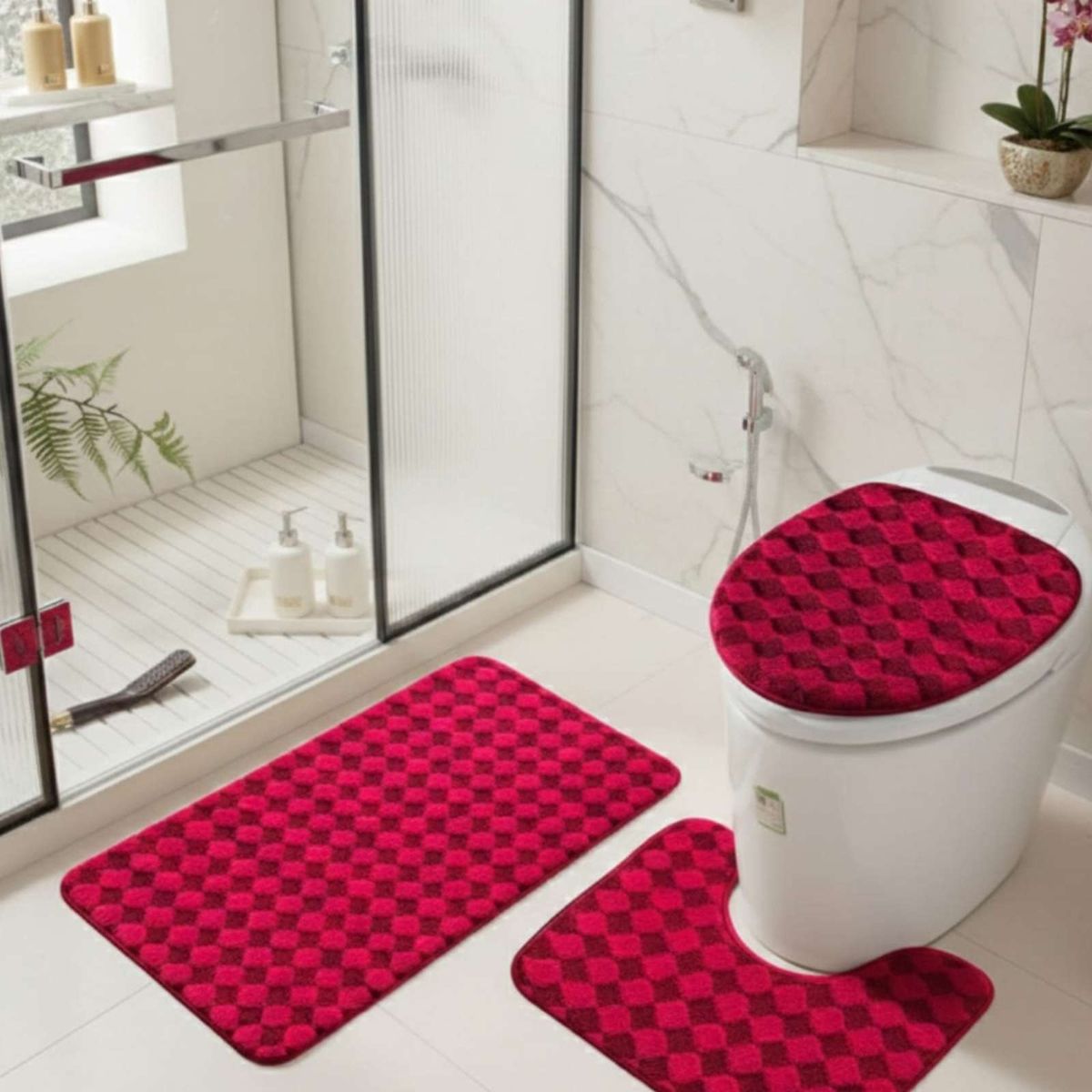 GENERICO - Juego de alfombras de baño 3 piezas suaves y absorbentes