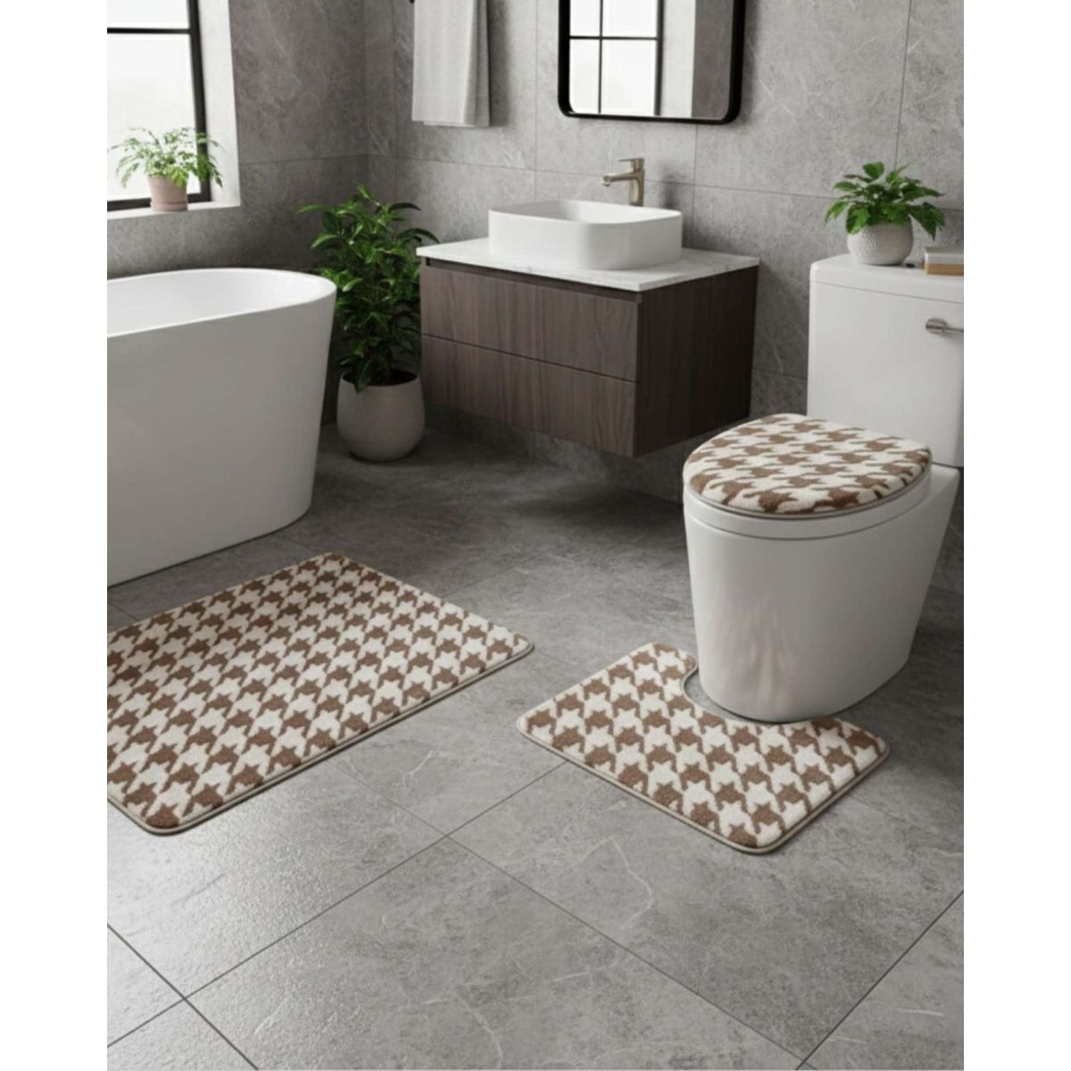 GENERICO - Juego de alfombras de baño 3 piezas suaves y absorbentes