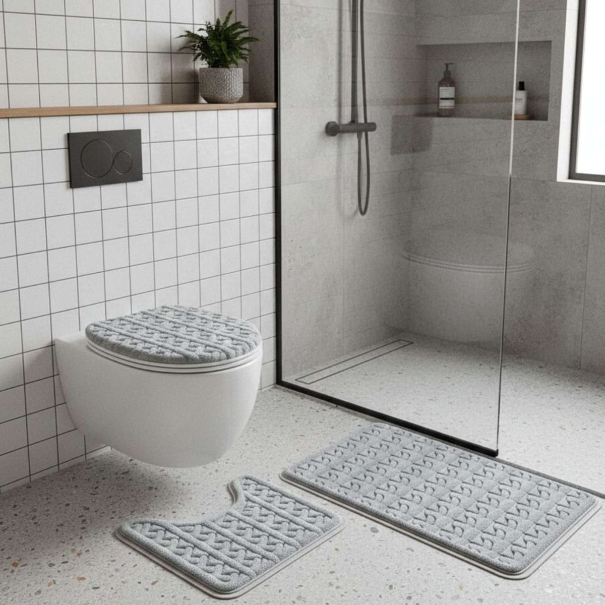 GENERICO - Juego de alfombras de baño 3 piezas suaves y absorbentes