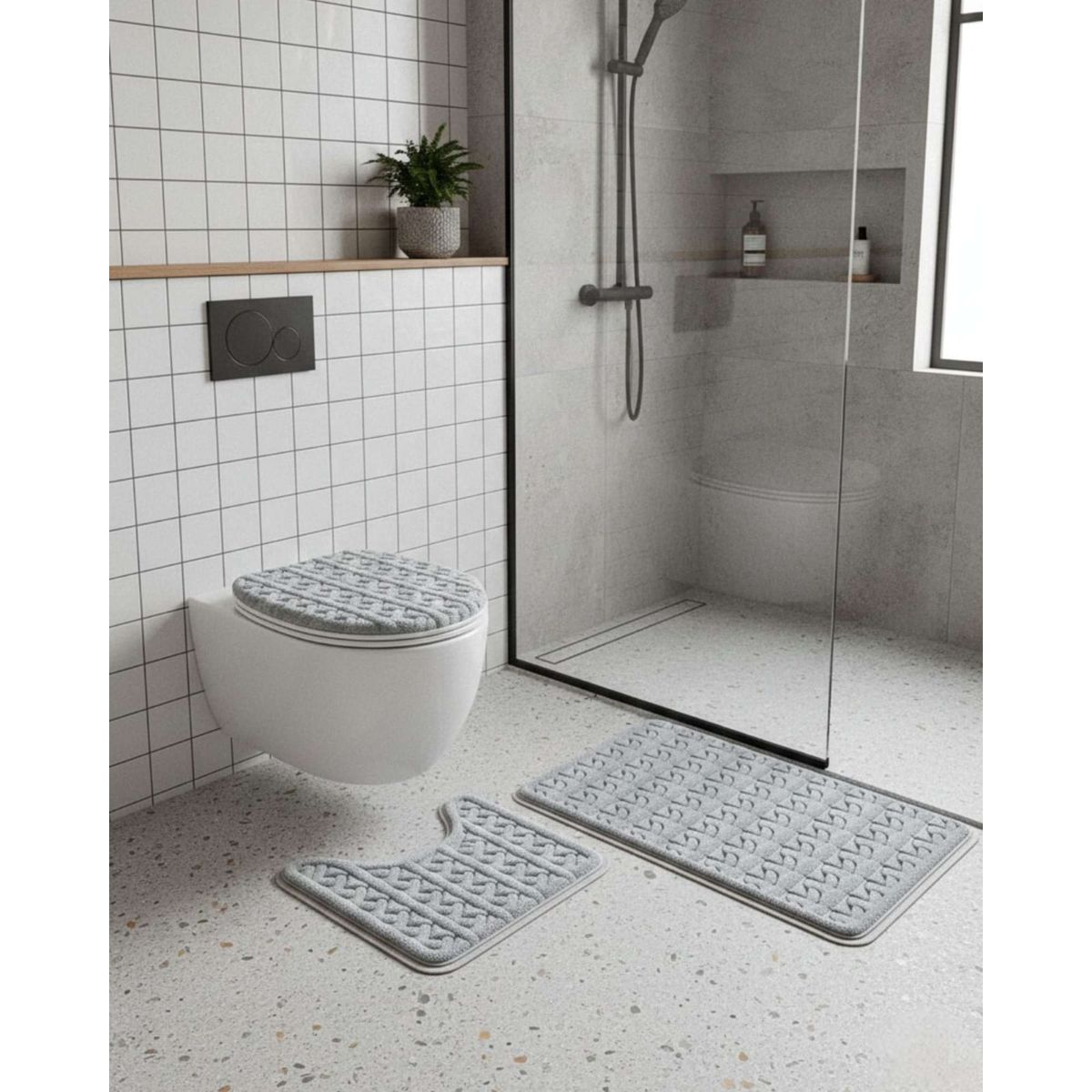GENERICO - Juego de alfombras de baño 3 piezas suaves y absorbentes