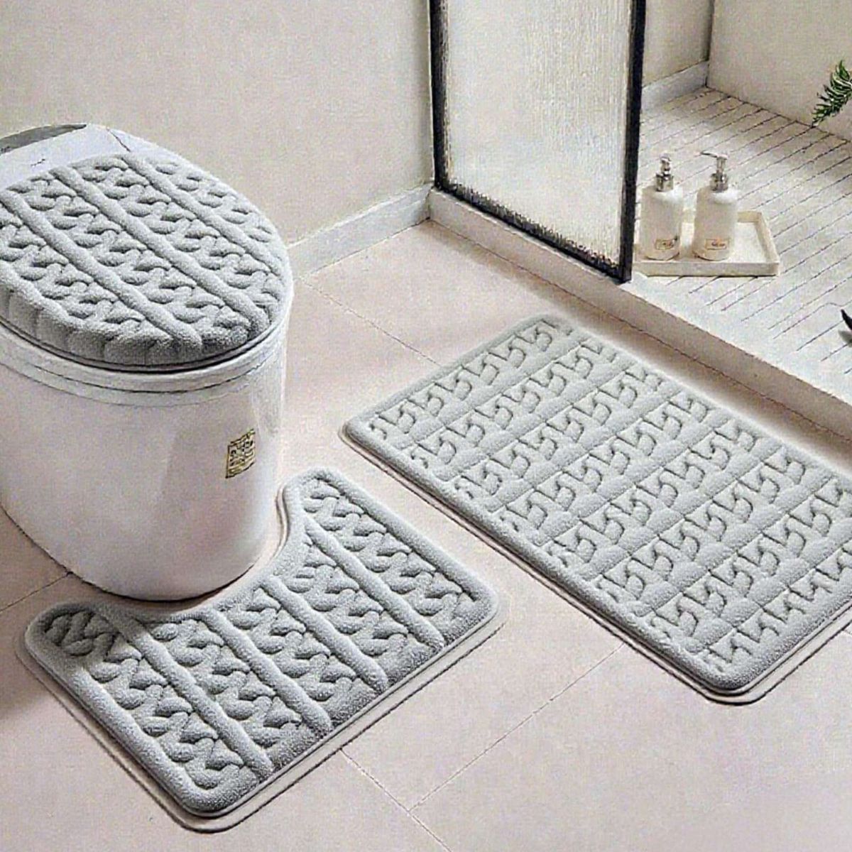 GENERICO - Juego de alfombras de baño 3 piezas suaves y absorbentes