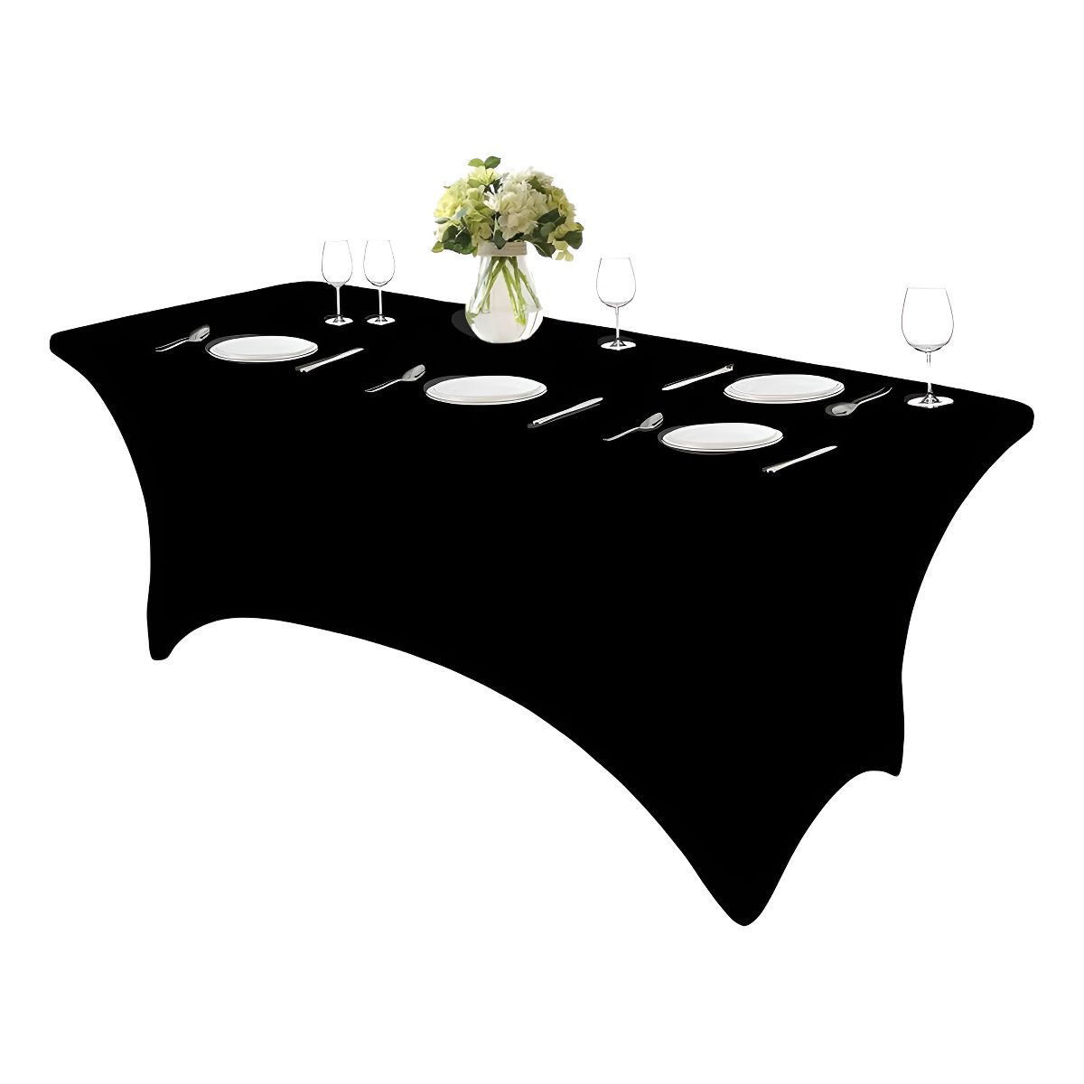 GENERICO - Mantel Rectangular Mesa Funda Tela Spandex 1807575 Evento Color Negro Liso
