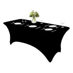 GENERICO - Mantel Rectangular Mesa Funda Tela Spandex 1807575 Evento Color Negro Liso