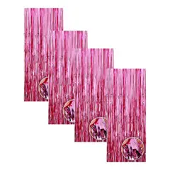 GENERICO - 4 Guirnalda Cortina Metálica Cortina De Cumpleaños Rosado 2m Rosa