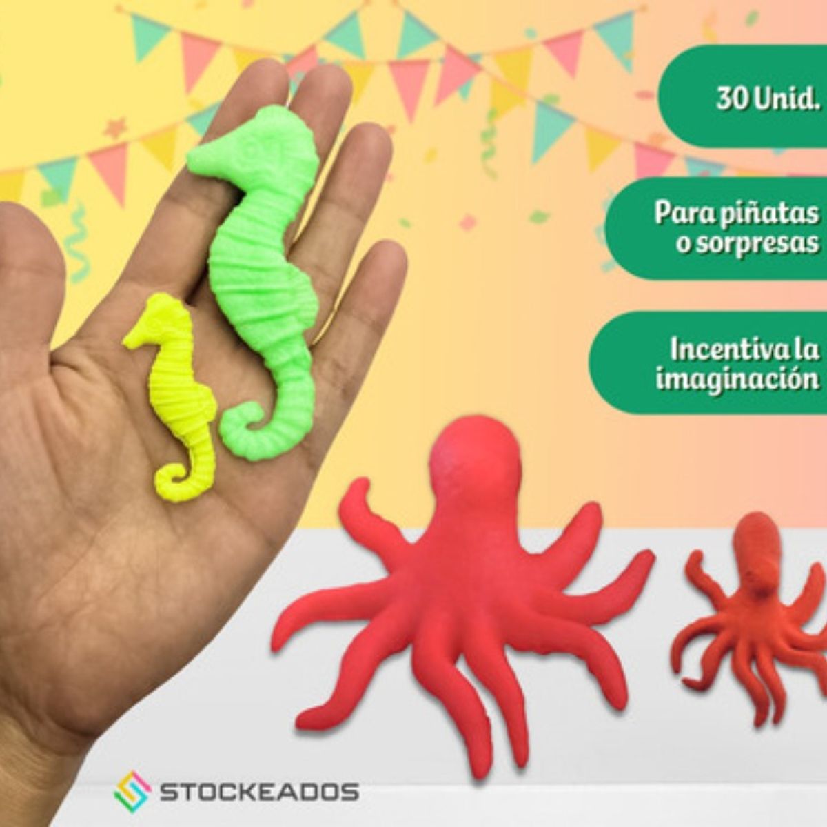 GENERICO - Pack 30 Crecencios Mar Sorpresas Cumpleaños Juguetes Piñata Surtidos Animales Animales Del Mar 3cm