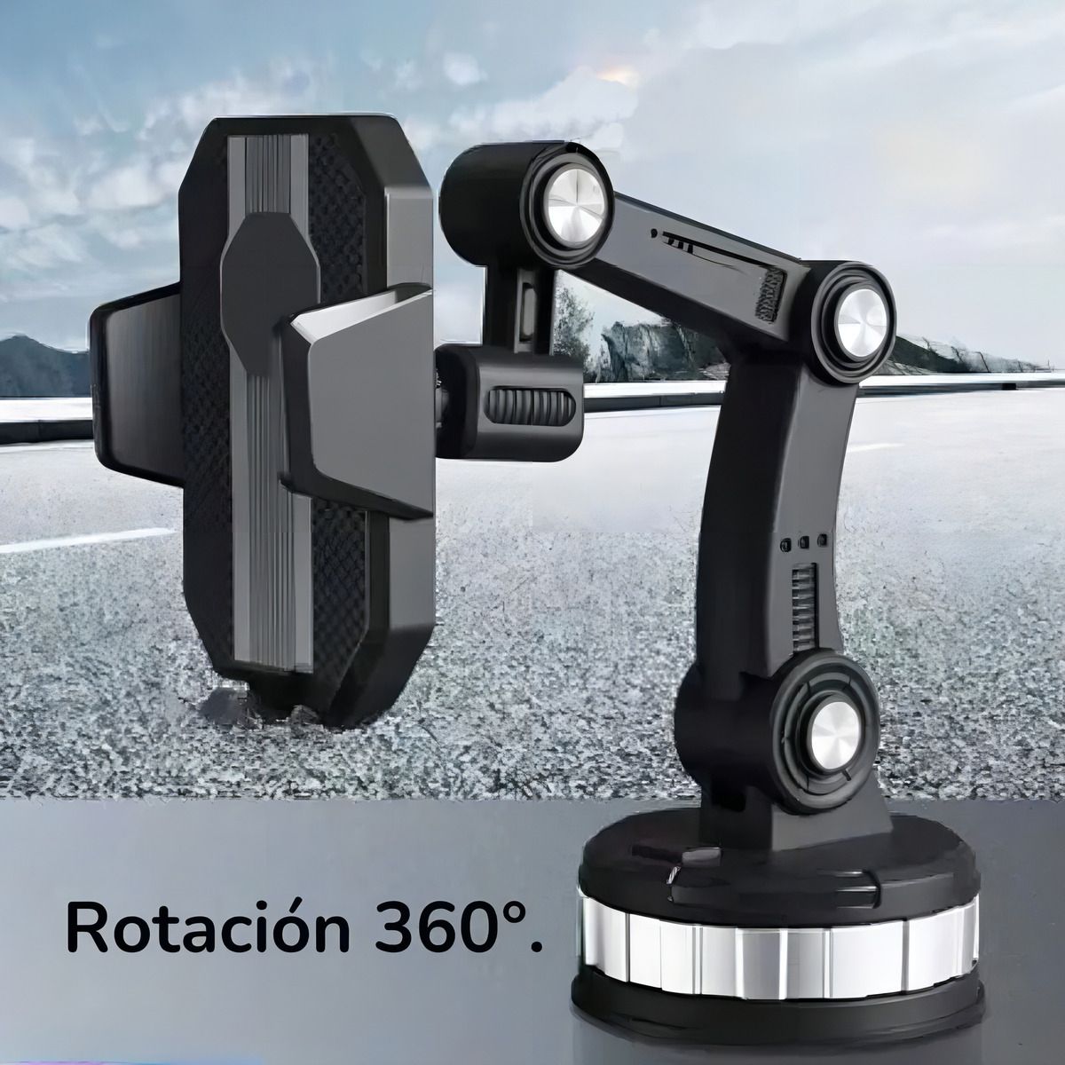 GENERICO - Soporte Celular Auto Belida Parabrisas Tablero Ventosa Rotación 360° Negro