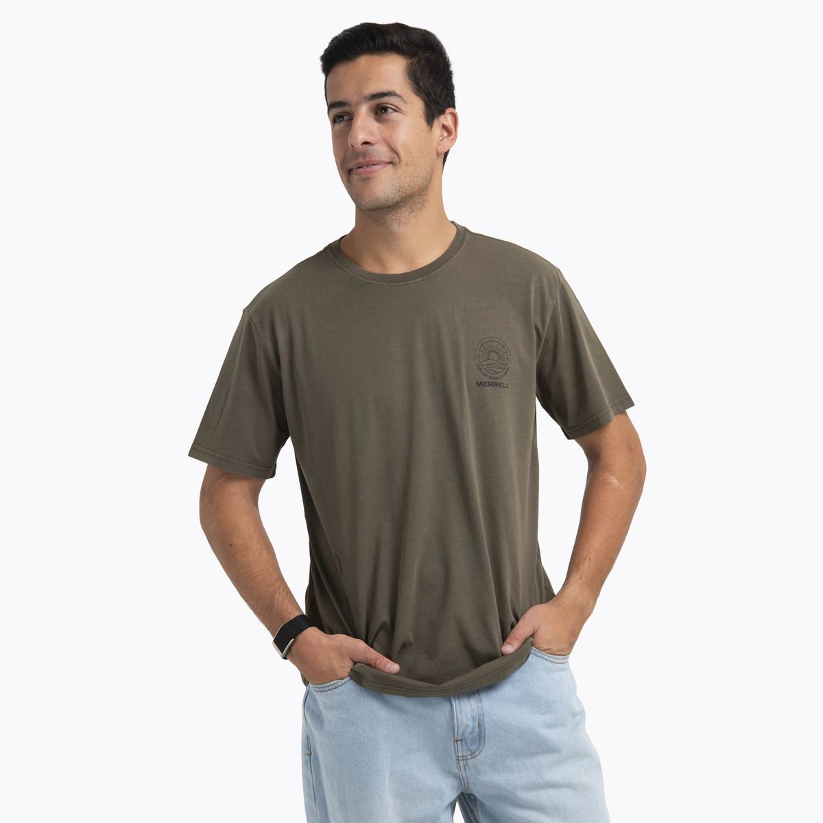MERRELL - Polera Manga Corta Hombre Oeches Verde Oscuro MERRELL