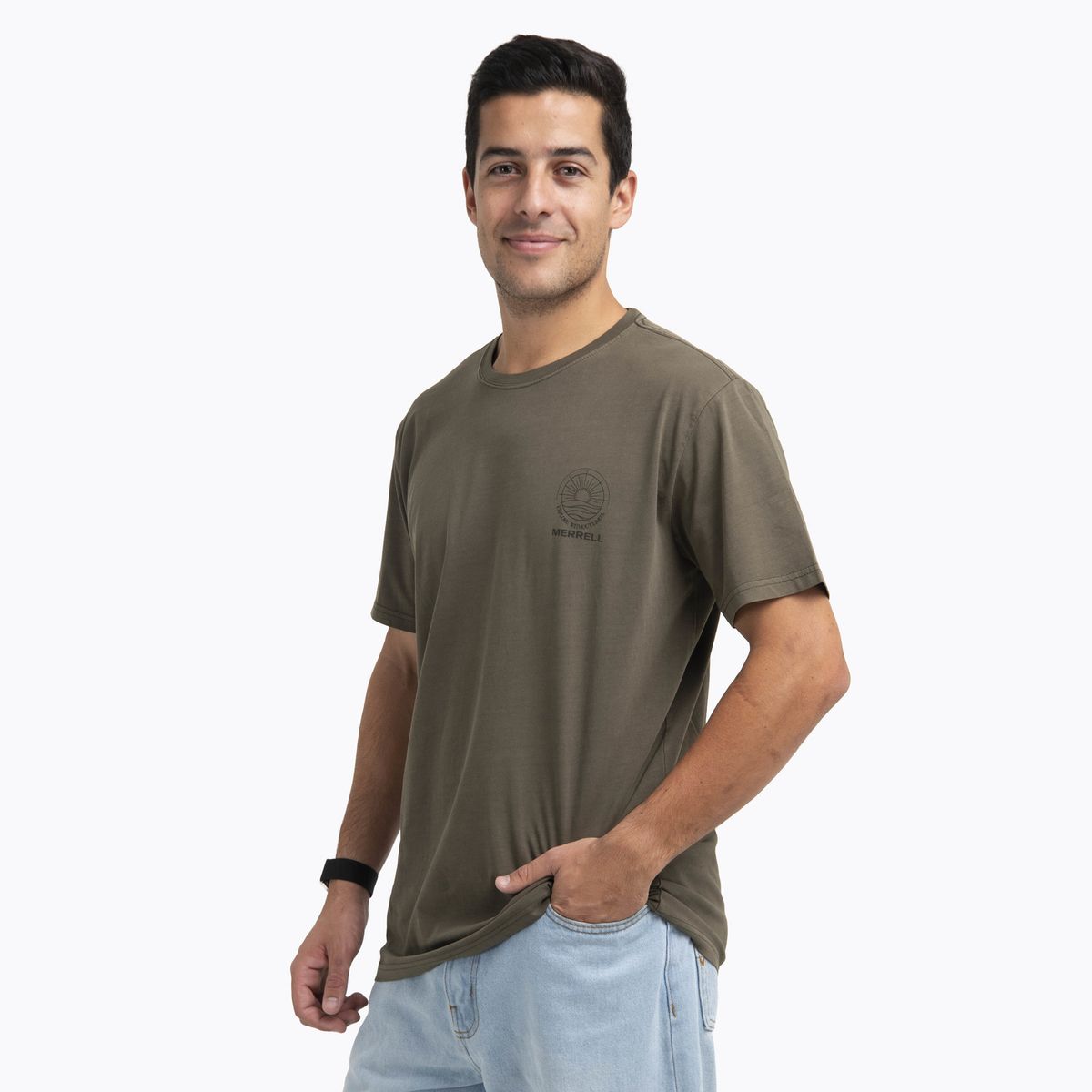 MERRELL - Polera Manga Corta Hombre Oeches Verde Oscuro MERRELL