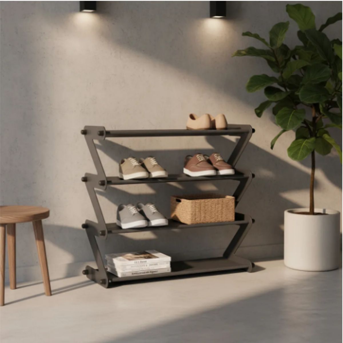 GENERICO - Organizador Zapatos Moderno 8 Pares 48x46x20cm Gris LUDADKA